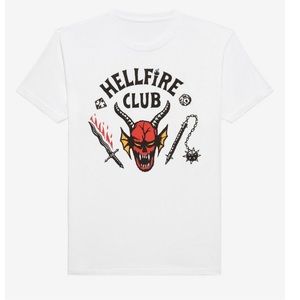 Stranger Things Hellfire Club White T-Shirt, unisex size M